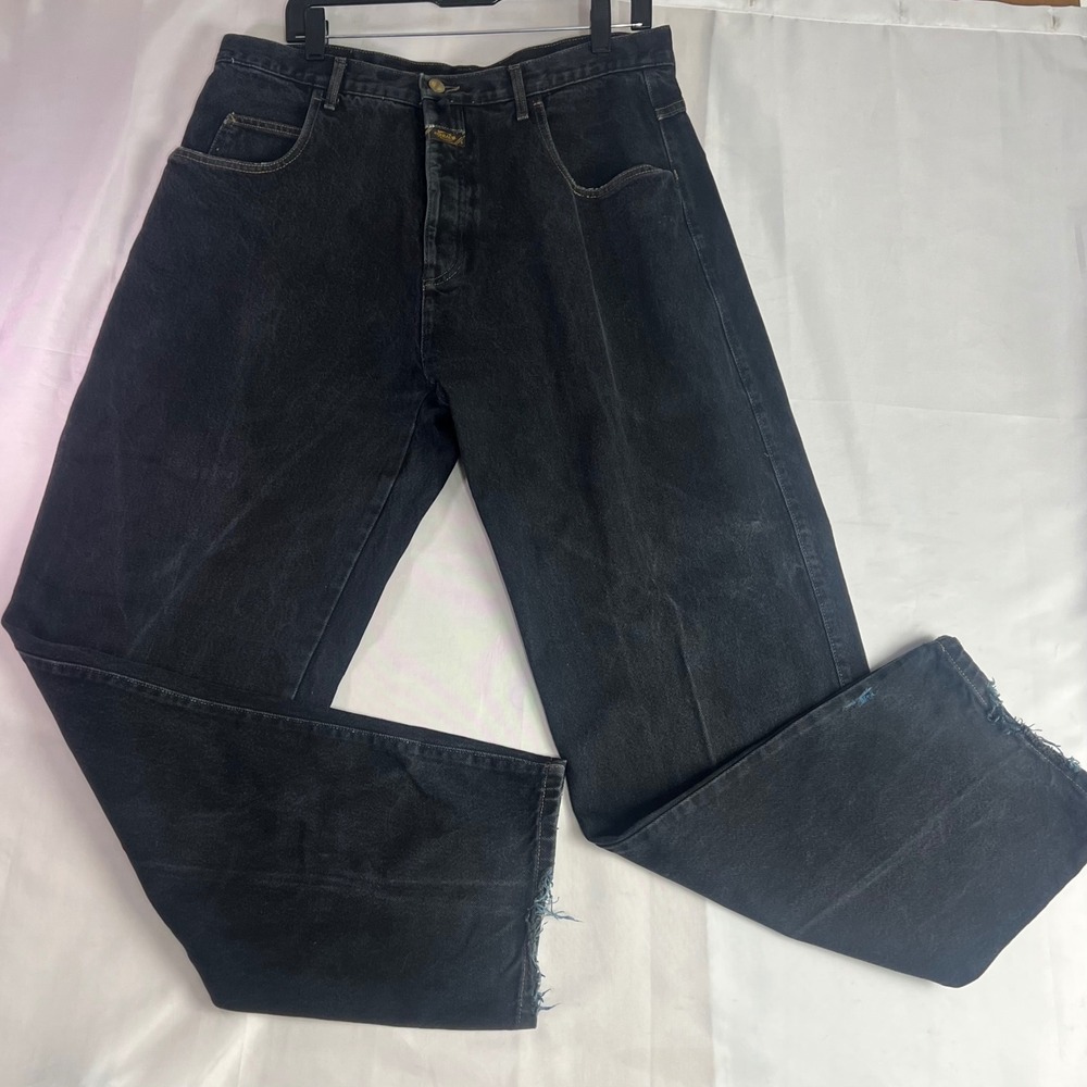 Marithe Francois Girbaud Vintage Black Straight Leg Jean Mens 37x32.5 Distressed